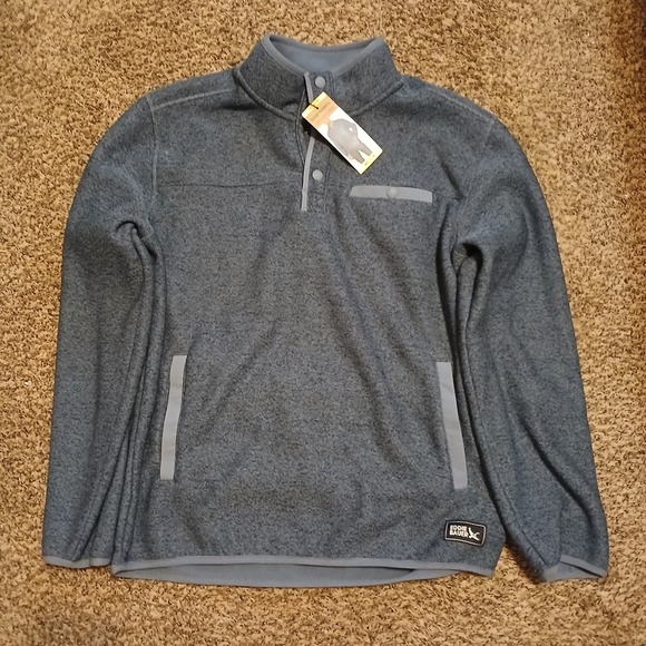 NWT Eddie Bauer Men's Medium Quarter Snap Warm Fleece Pullover Navy Warm - Picture 1 of 4